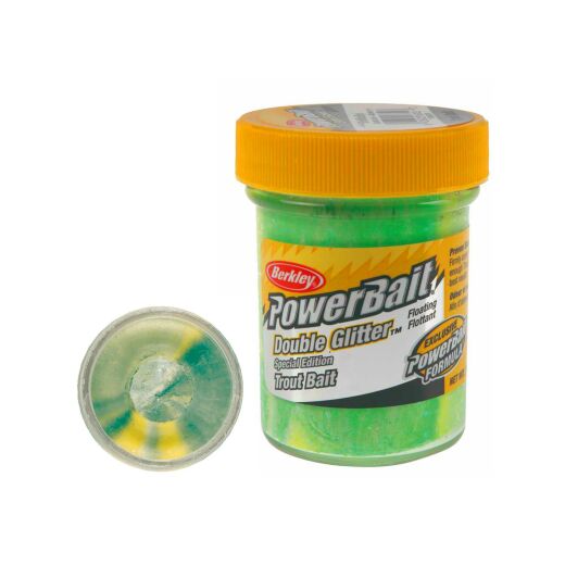Berkley PowerBait Double Glitter Twist Trout Bait Spring Green/White/Sunshine
