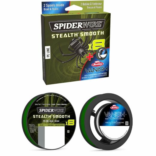 Spiderwire Duo Spool SS8 150m, 0,09mm/7,5 kg  green / Vanish 50m, 0.25mm/4,5 kg