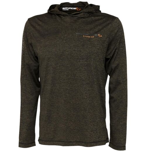Savage Gear Fighter Stretch Hoodie L BURNT OLIVE MELANGE