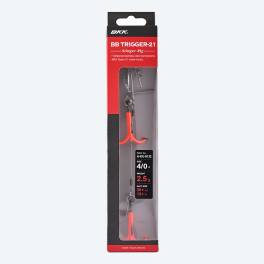BKK BB Trigger-21 UVO Stinger Rig, #4/0, Ködergröße: 30+cm