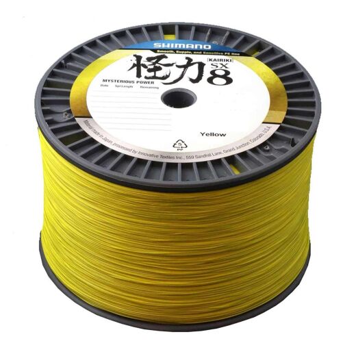 Angelrolle bespulen mit Shimano Kairiki 8 - Gelb 100 Meter 10,3 kg | 0,16 mm