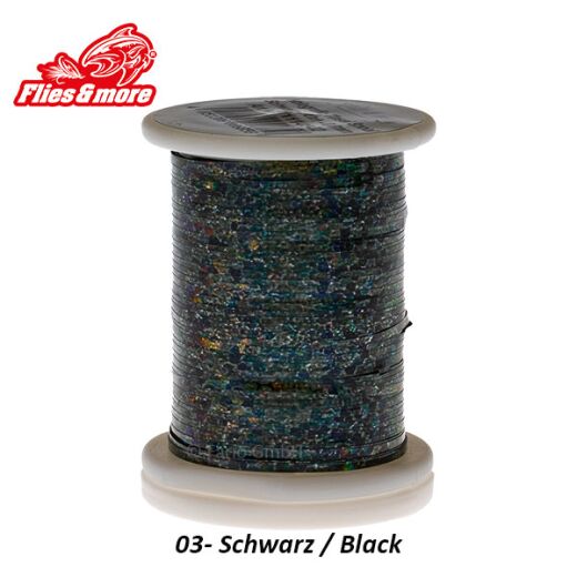 Flies & More Holografik Tinsel 0,4mm 30m Schwarz
