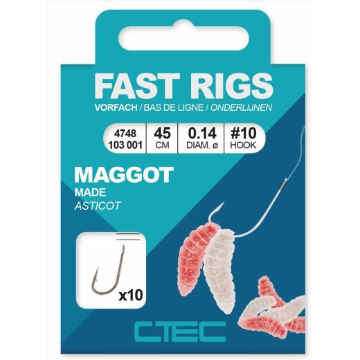 C-Tec Maggot/ Maden gebundene Haken 16 - 0,10 mm - 45cm