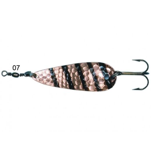 Stucki Mozzi Wurfblinker Kupfer schwarze Streifen 52mm & 13g.