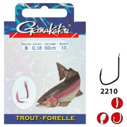 Gamakatsu Vorfachhaken Trout LS-2210 rot 120 cm 0,18 mm,...